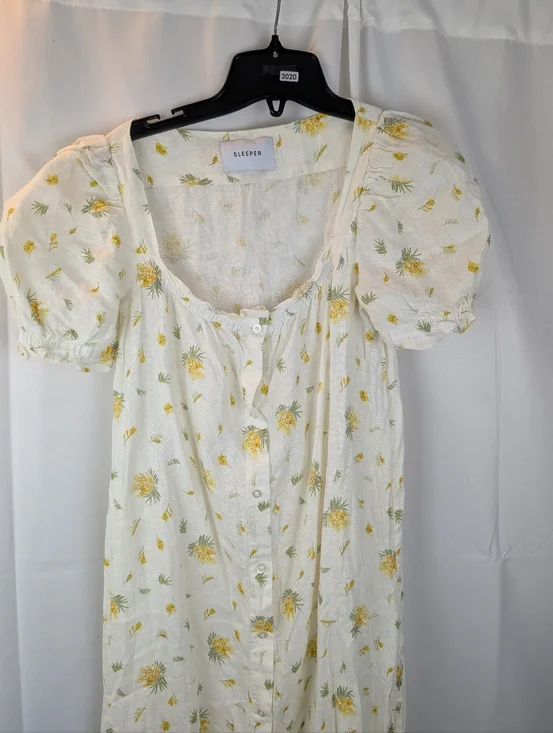 Sleeper Bridgette Linen Midi Dress size M in EUC no belt - Picture 6 of 11